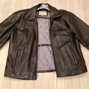 Black leather jacket. Made by Boston Harbour Outdoorware.Size is medium.